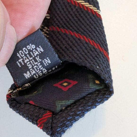 Vintage Tommy Hilfiger Blue, red and cream Striped Silk Tie - Made in USA - Picture 6 of 9